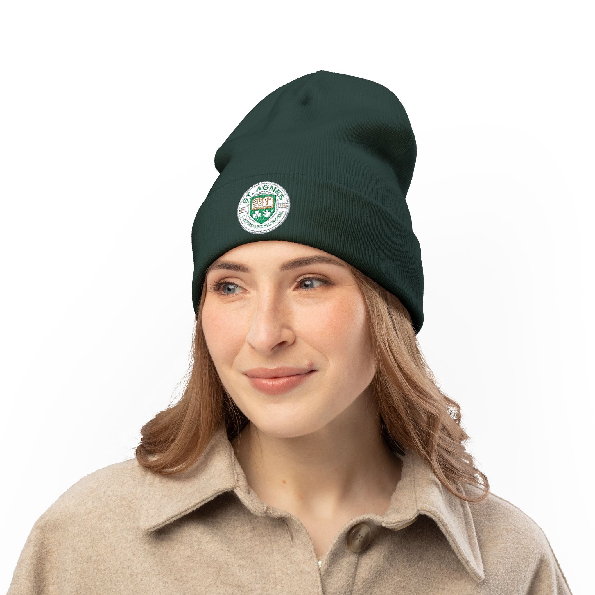 Embroidered Knit Beanie — St. Agnes Catholic School Crest