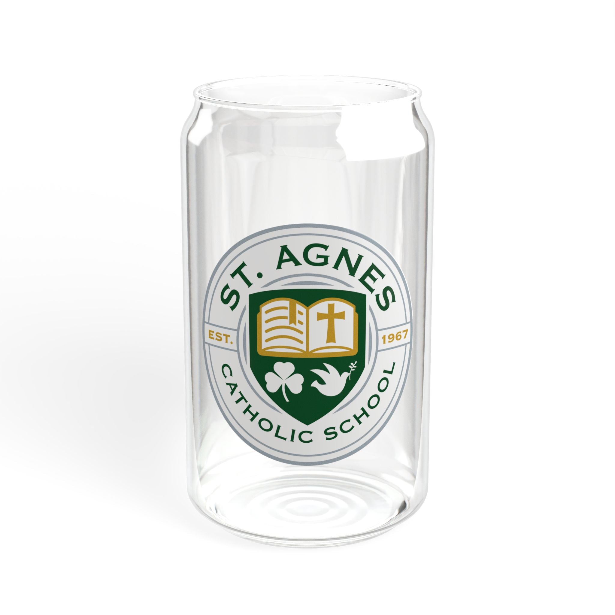 St. Agnes Catholic School 16oz Glass Sipper Tumbler with Bamboo Lid & Straw