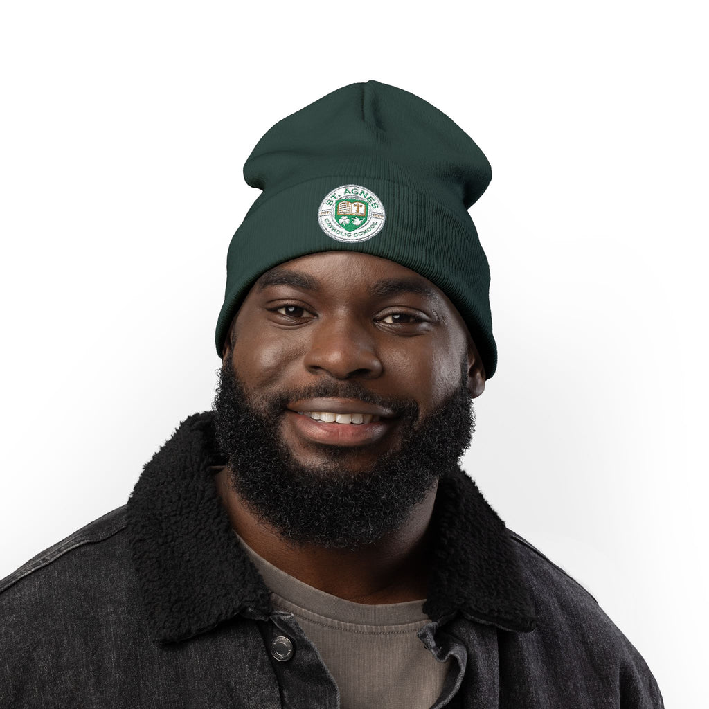 Embroidered Knit Beanie — St. Agnes Catholic School Crest