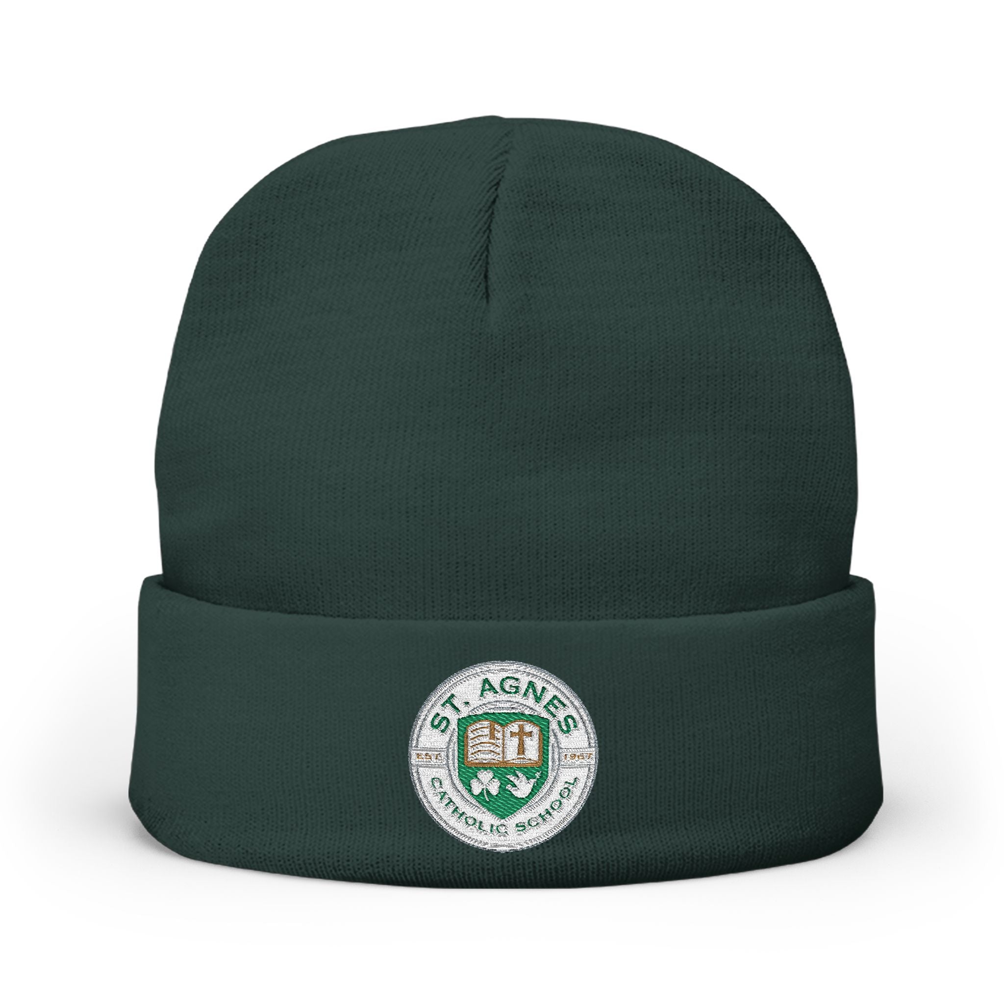 Embroidered Knit Beanie — St. Agnes Catholic School Crest