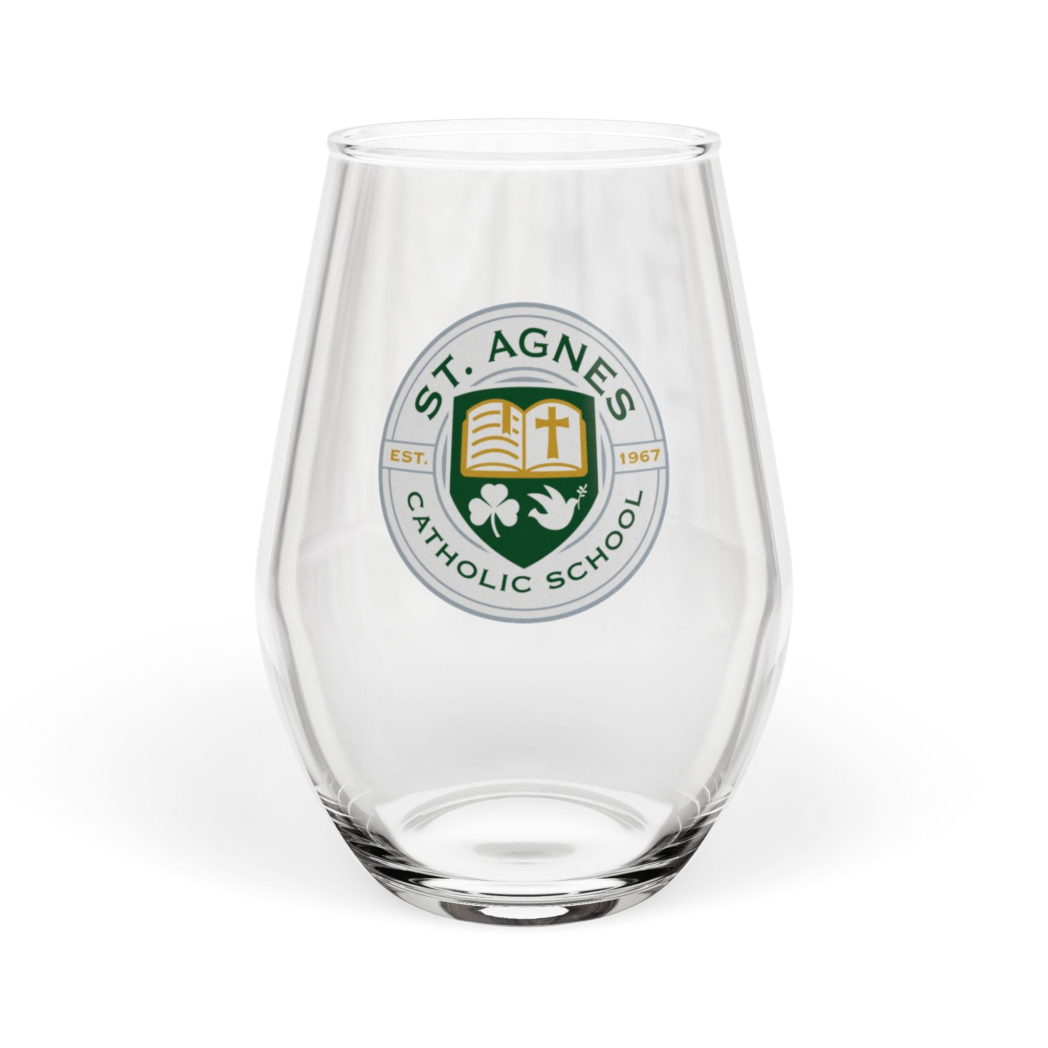 St. Agnes Catholic School Stemless Wine Glass — 11.75 oz