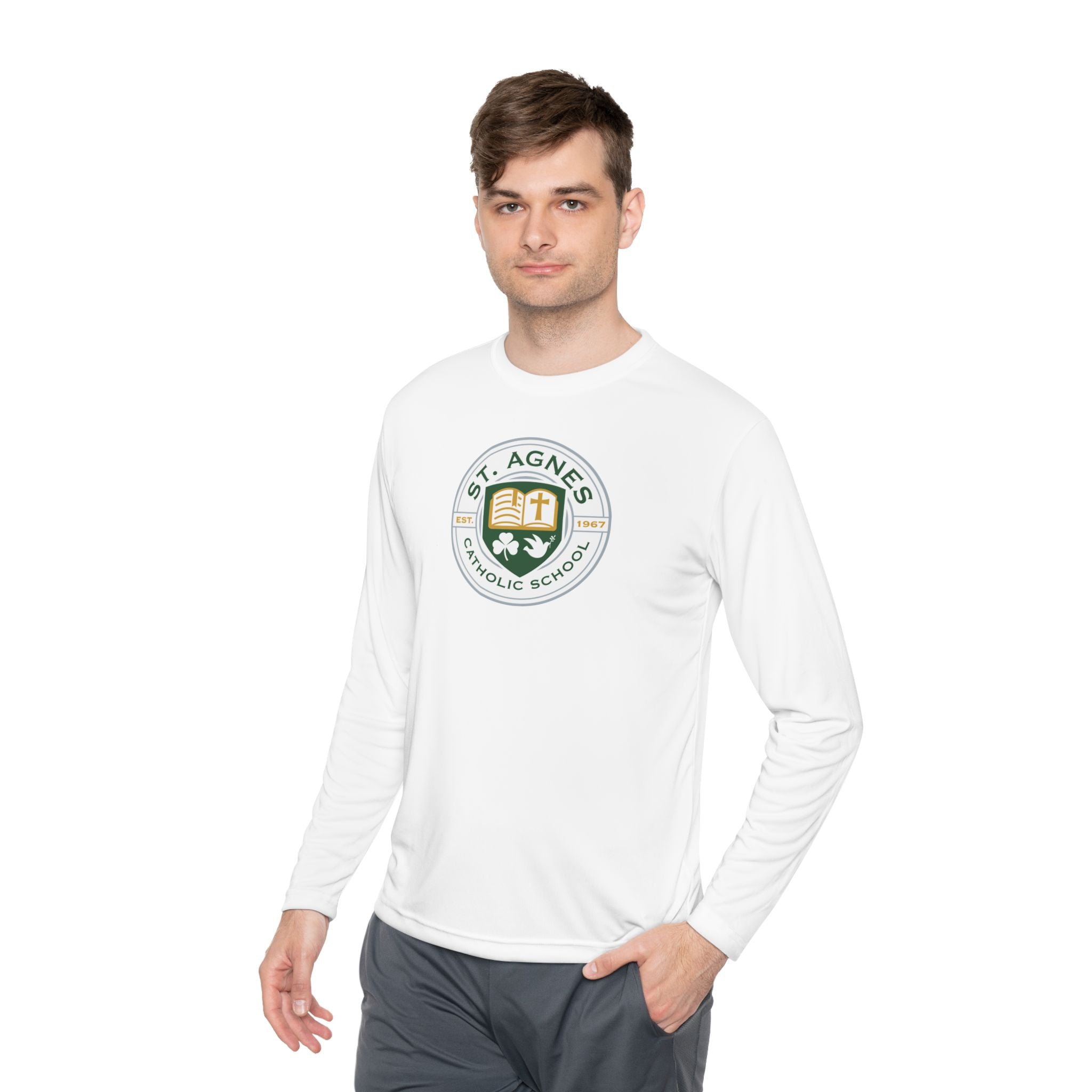 Adult Long Sleeve Tee - St. Agnes Catholic School Crest