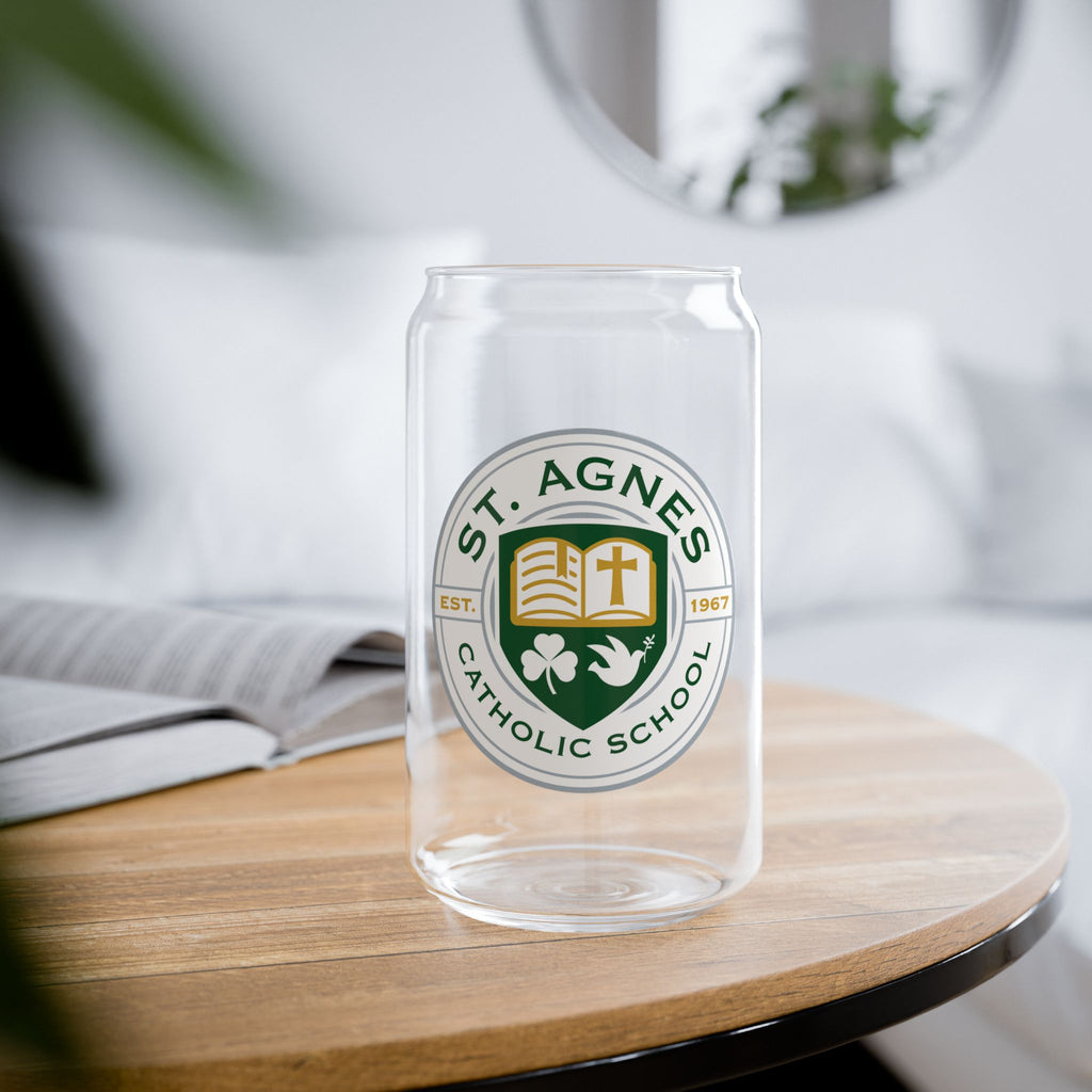 St. Agnes Catholic School 16oz Glass Sipper Tumbler with Bamboo Lid & Straw