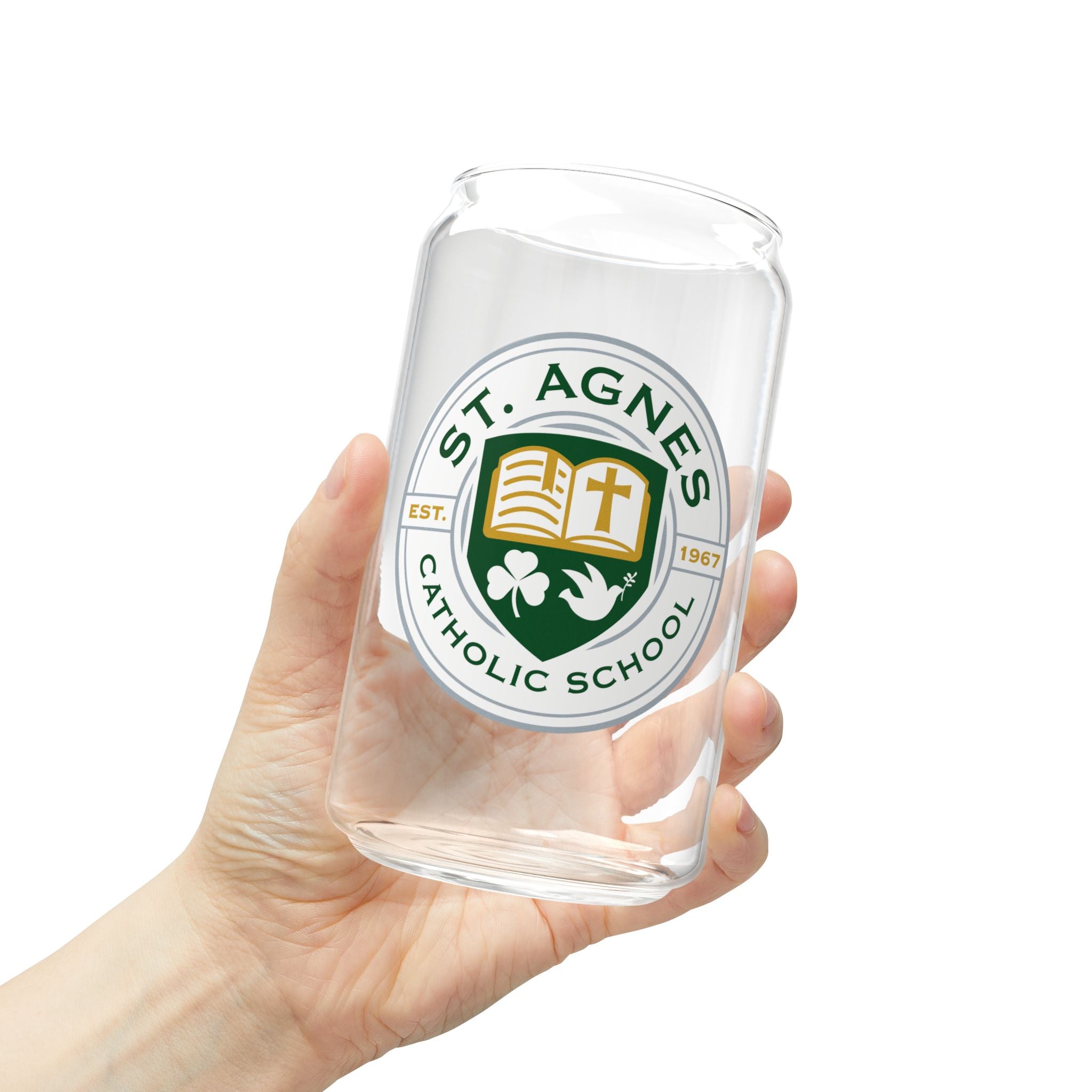 St. Agnes Catholic School 16oz Glass Sipper Tumbler with Bamboo Lid & Straw