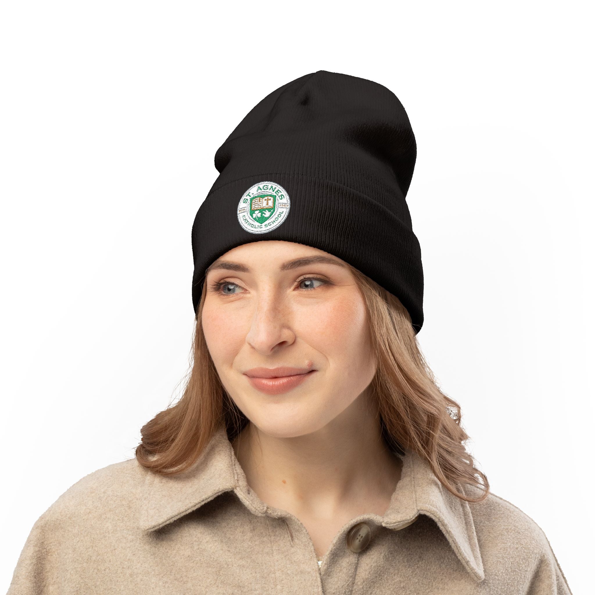Embroidered Knit Beanie — St. Agnes Catholic School Crest